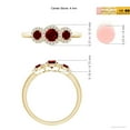 thumbnail image 4 of ANGARA Natural Round Ruby Three Stone Halo Ring with Diamonds in 14K Yellow Gold for Women (Size-4mm) | July Birthstone, Birthday, Anniversary, Jewelry Gift for Women | Natural Ruby Ring, 4 of 8