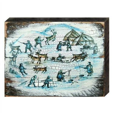 Designocracy 98770-08 Alaska Village Art on Board Wall Decor