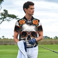 thumbnail image 3 of Yiaed Flower Horn Skull APrint Men's Short Sleeve Polo Shirt,Golf Polo for Men Three-Button Golf Shirt Athletic Casual Collared T-Shirt- Small, 3 of 7