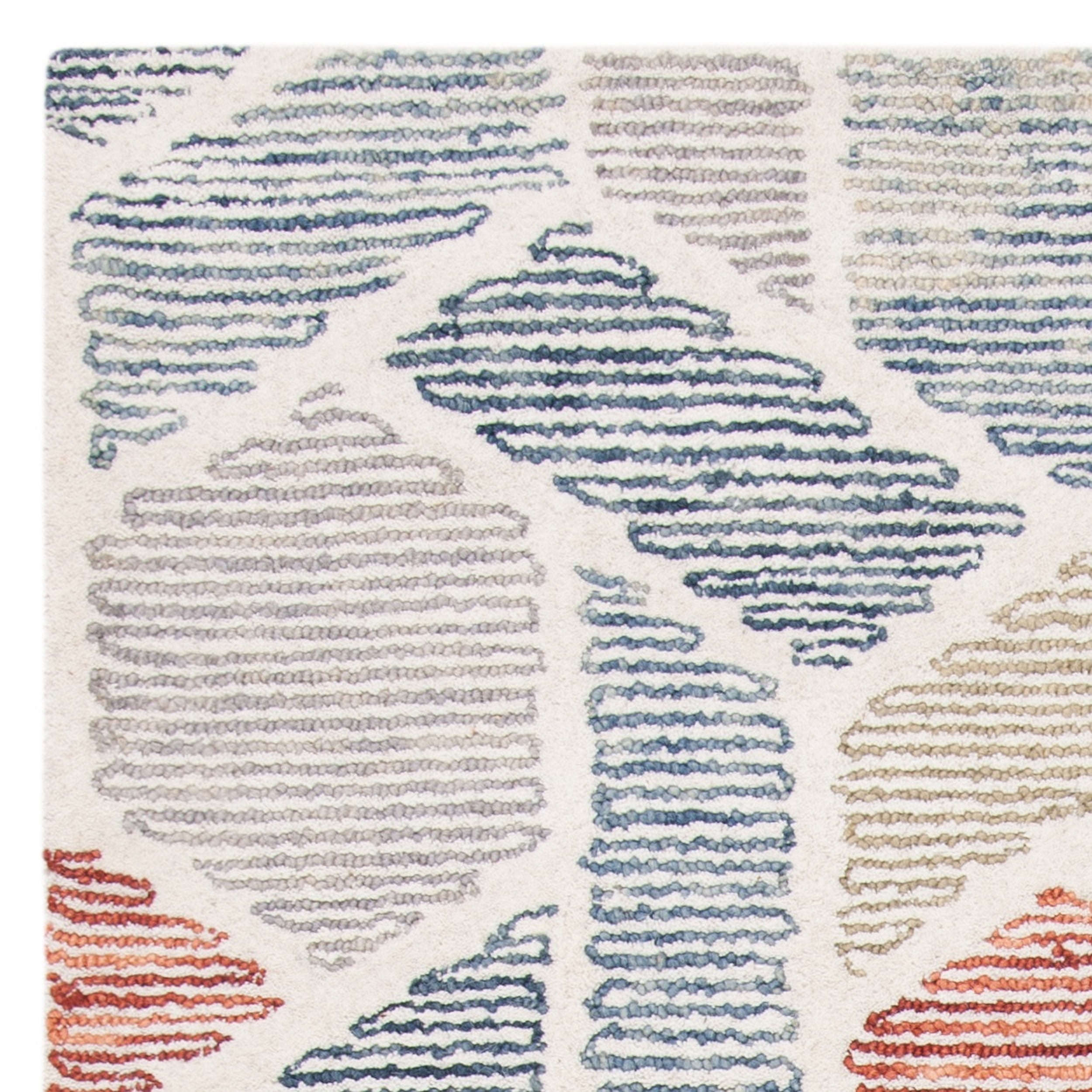 SAFAVIEH Precious Cornelius Abstract Geometric Area Rug, Blue/Rust, 4' x 6'