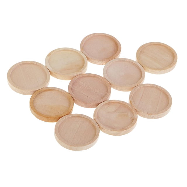 10 piezas de base de madera para colgante de collar con cabujón, bandeja, bisel, accesorio en blanco Madera - 25 mm