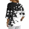 thumbnail image 5 of Warop Women's 3/4 Sleeve Tops Fashionable Printed V-Neck Blouse Loose Fit Pullover T Shirts with Decorative Buttons, 5 of 5
