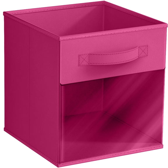 Sorbus 11" Collapsible Fabric Storage Bin with Clear Window, Pink, Clothes, Toys, Books & More