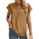 thumbnail image 2 of Mujeres sueltas casual manga corta cuello pico sólido casual blusa camiseta túnica tops Fridja  ghk3863, 2 of 9