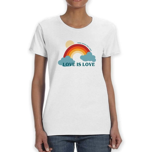 Love Is Love Rainbow Shaped T-Shirt Women -Image by Shutterstock, Female XX-Large