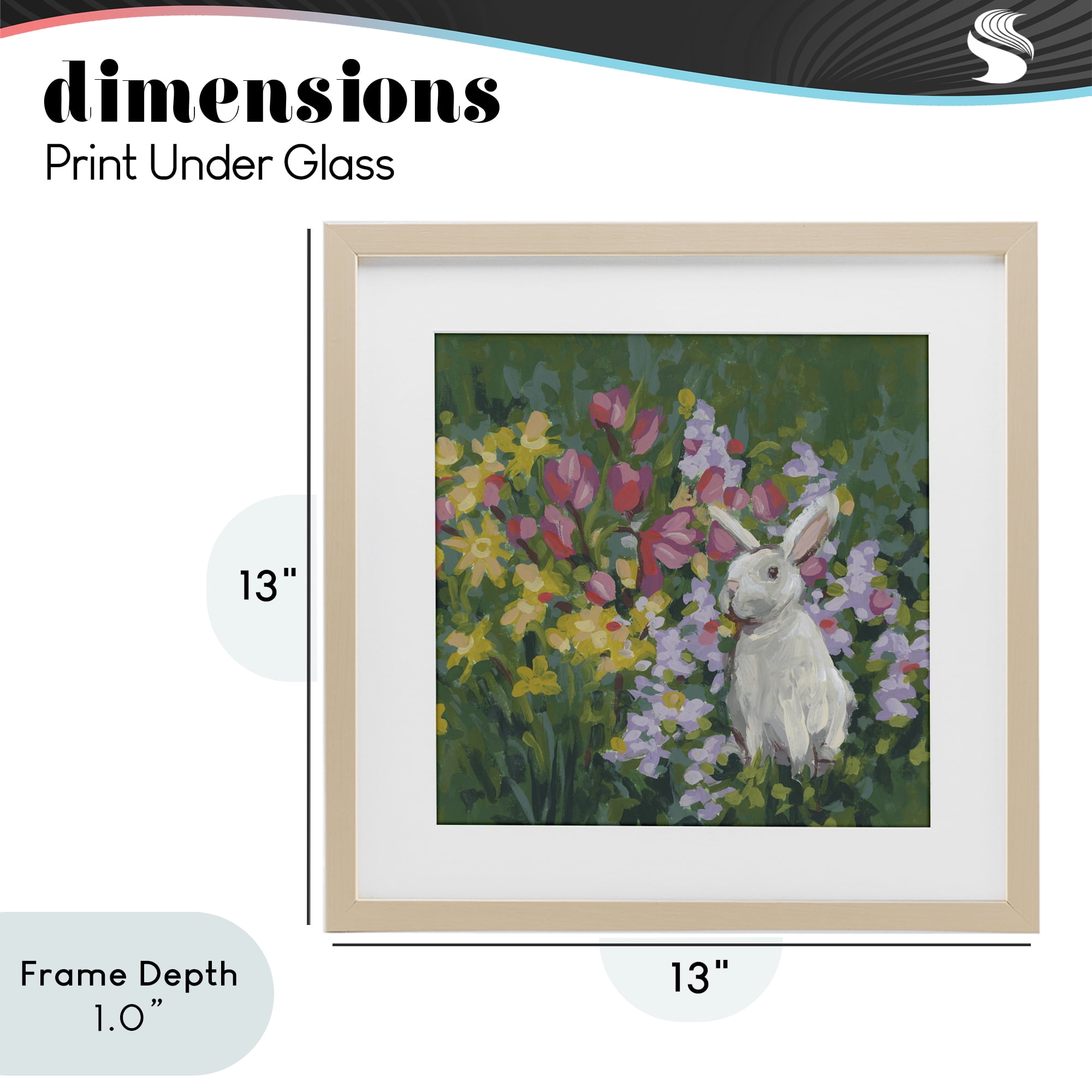 Stupell Industries Botanical Bliss Bunny Birch Framed Print Under Glass, design by June Erica Vess