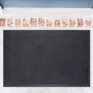 Mainstays Ridge Scraper Rubber Doormat, Black, 24x36"