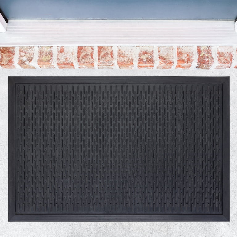 Mainstays Ridge Scraper Rubber Doormat, Black, 24x36" photo 1