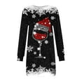 thumbnail image 4 of Christmas Print Sweatshirt Dress for Women Long Sleeve Crewneck Pullover Mini Dress Black-1 M, 4 of 5