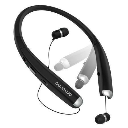 Bluetooth Headphones, High Supply Foldable Wireless Neckband Headset with Retractable Earbuds, Sports Sweatproof Noise Cancelling Stereo Earphones with Mic