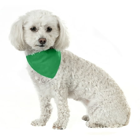 Solid Cotton 8 Pack Dog Bandana Triangle Bibs - Small and Medium Pets (Green)