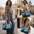 thumbnail image 4 of ZUXONGSY Starry Night Cat Print Handle Handbag for Women Lightweight Top Handle Tote Bag Large Capacity Weekender Bag with Zipper for Tours Daily Use, 4 of 6