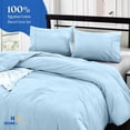 thumbnail image 2 of HNB Store 3pc Duvet Cover Set | 1000 TC Egyptian Cotton | Full/Queen Size Duvet Cover with 2 Pillowcases | Light Blue Solid, 2 of 8