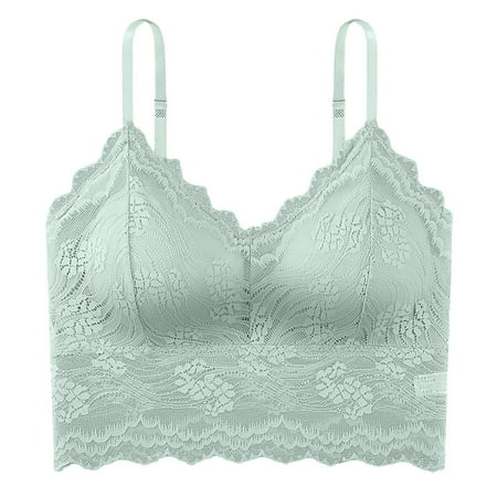 

ZMHEGW Bras for Women Full Coverage Wire-Free Seamless Bra Solid Print Green One Size