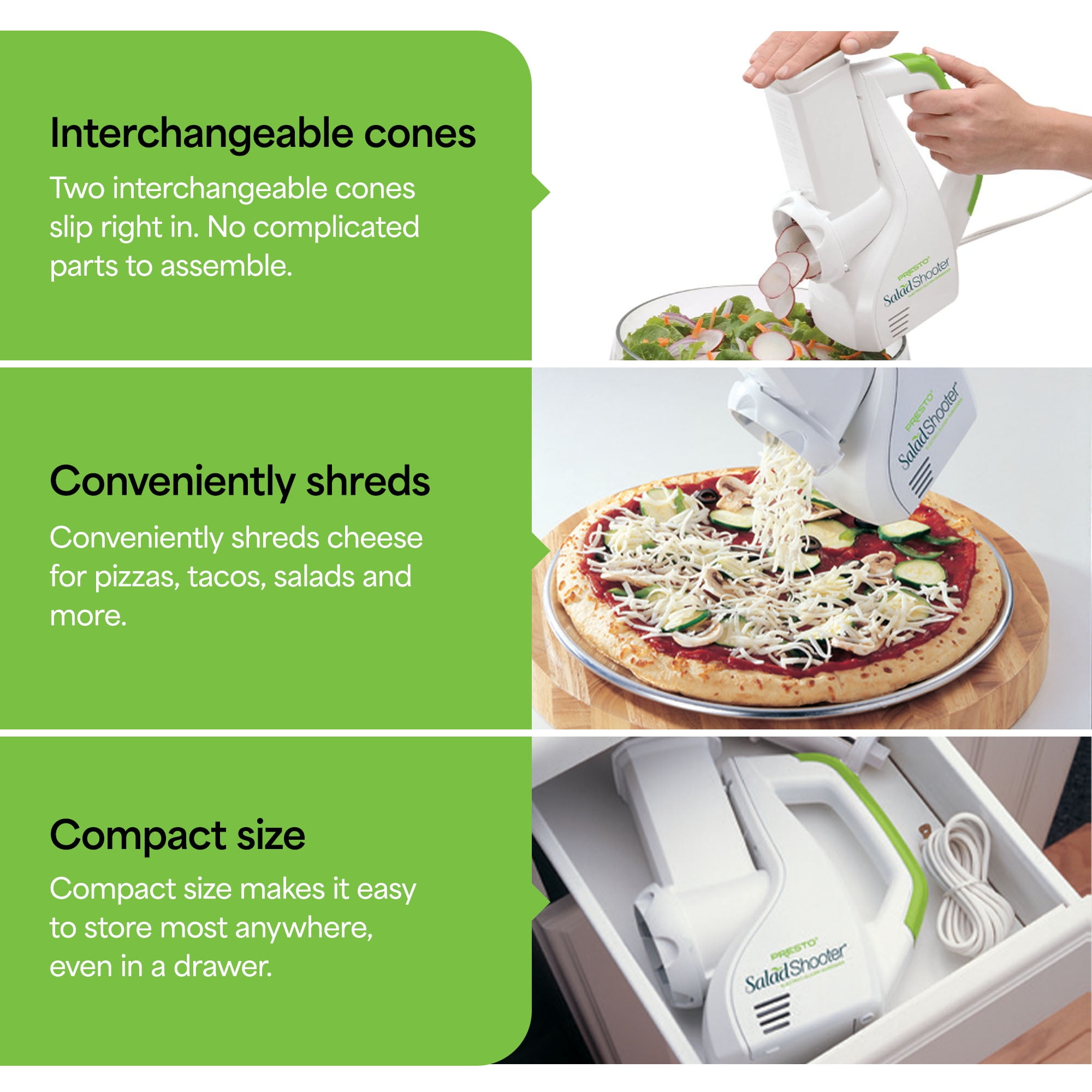 Presto, Salad Shooter Electric Slicer 02910, White - Walmart.com