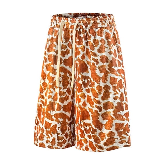 CONZONE Mens Casual Shorts Elastic Waist Summer Shorts for Men Leopard Graphic Lightweight Loose Fit Workout Gym Shorts With Pockets