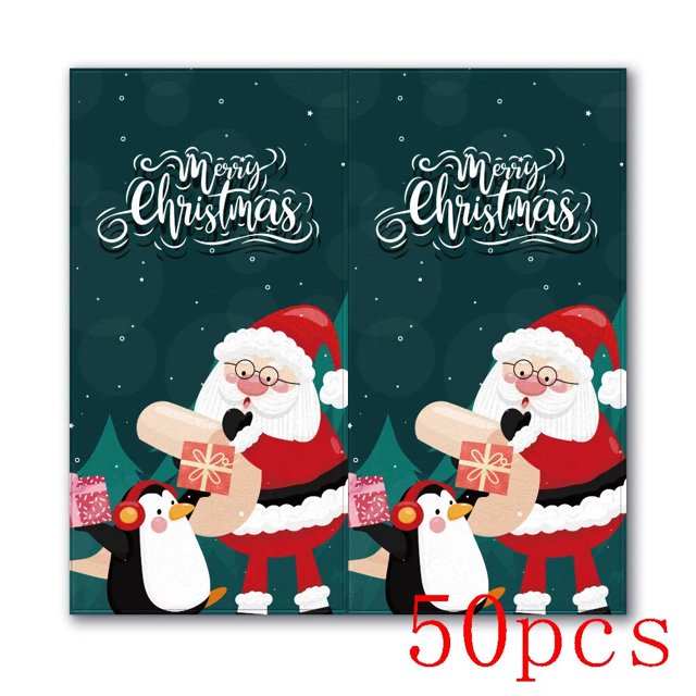 10-50 unids/pack pegatinas de Feliz Navidad 5x10cm rectángulo rojo decoración de caja de regalo de Navidad sello adhesivo lindo Santa pegatinas papelería