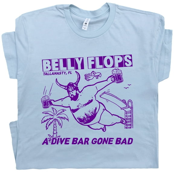 Vintage Dive Bar T Shirt Belly Flops Funny Beer Graphic Shirts for Men Women Dumb Stupid Cool Drinking Florida Tee Famous Pub