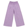 thumbnail image 6 of CCRFTGI Girls' Gingham Pants Wide Leg High Waist Drawstring Elastic Waist Casual Plaid Trousers with Pockets for Ages 5-14 Purple 11-12 Years, 6 of 6