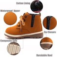 thumbnail image 2 of Baby Kids Boots - Boys Girls Rubber Sole PU Leather Shoes Hiking Ankle Boots Toddler/Little Kid, 2 of 7