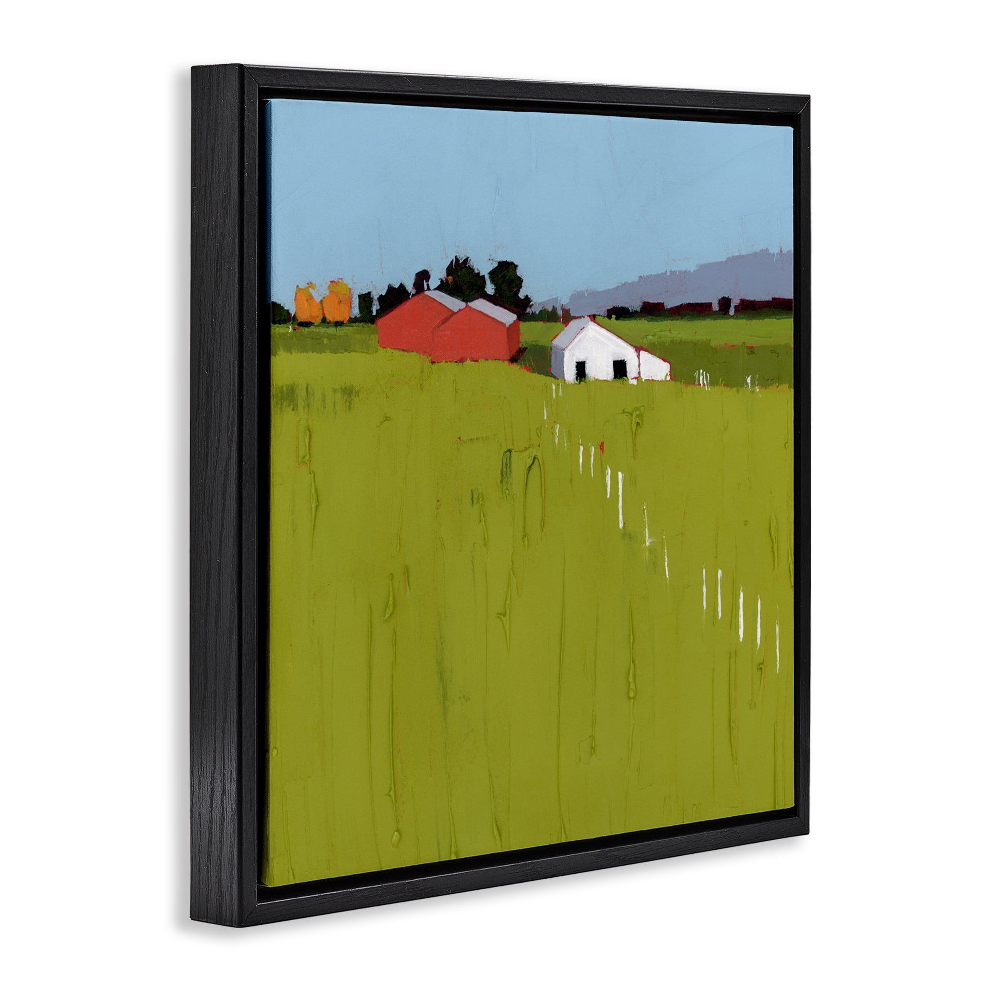 Pastoral Fence Line Black Framed Floater Canvas Wall Art, design by Ruth LaGue