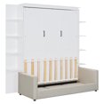 thumbnail image 5 of Queen Size Murphy Bed Wall Bed with Storage Shelve, Multifunctional Foldable Platform Bed Frame with Sofa, Space-Saving Design Bed for Guest-Room, Home, Office, White, 5 of 9