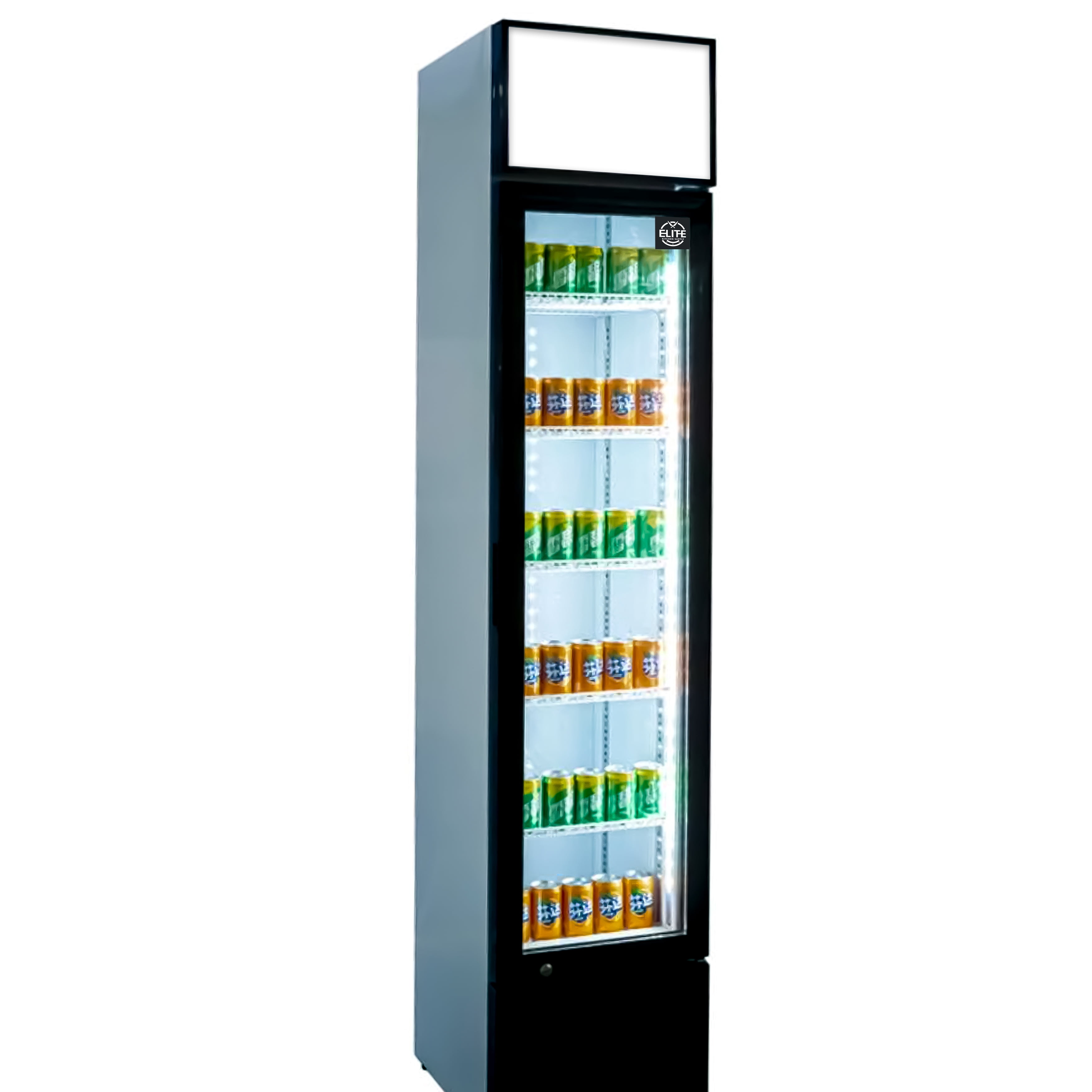 NSF 16 in. Glass Door Upright Refrigerator, 155L Narrow Cooler Display Merchandiser Slim Line 5.5 Cu.Ft. ETL