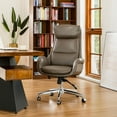 thumbnail image 5 of Glitzhome Adjustable Desk Chair with Armrests Lumbar Support, Soft Foam Leatherette High Back Seat, Coffee, 5 of 5