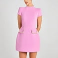thumbnail image 3 of ZANKLEY Womens Short Sleeve High Neck Mini Dress Party Clubwear Club Bodycon Short Dresses, 3 of 9