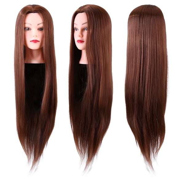 YLSHRF 24inch Mannequin Head Hair Styling Manikin Cosmetology Doll Head Synthetic Fiber Hair Hairdressing Training Model with  Clamp