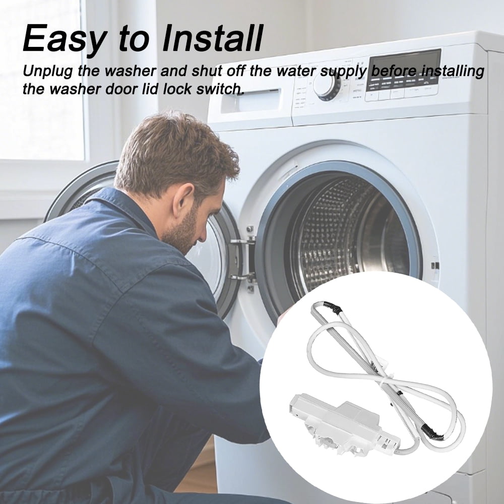 W10619844 Washer Lid Lock, DC12V Washer Lid Lock Latch Switch fit for Whirlpool Washer, Replace W10059230, 8563937, PS11756782, WPW10619844