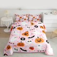 thumbnail image 2 of Manfei Teens Spooky Halloween Bedding Comforter Set,Pink Orange White Twin Comforter Sets,Kawaii Pumpkin Ghost Bedding Set For Boys Girls,Breathable Home Decor Reversible,2-Piece, 2 of 8