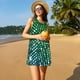 thumbnail image 3 of Easygdp Green Disco Lights para Vestido Transpirable de Mujer, Vestido Suelto de Manga Corta con Pliegues y Bolsillos para el Verano, 3 of 7