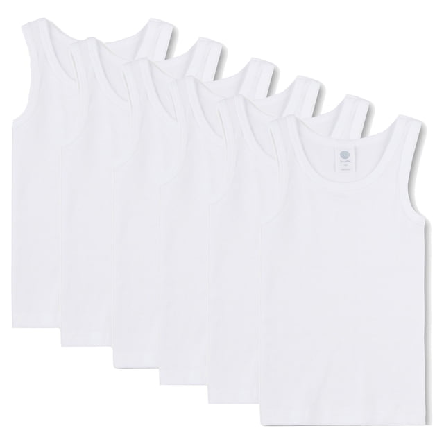 Sanetta Niño Camiseta Paquete de 3 - Camisa sin Brazos, Tank Top, Basic, Algodón orgánico Blanco 152