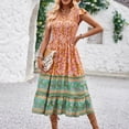 thumbnail image 5 of Boho Dresses for Women, Women's Summer Casual Dress Floral Print V Neck Waist Dress Casual Dress Outfits for Women, 5 of 7