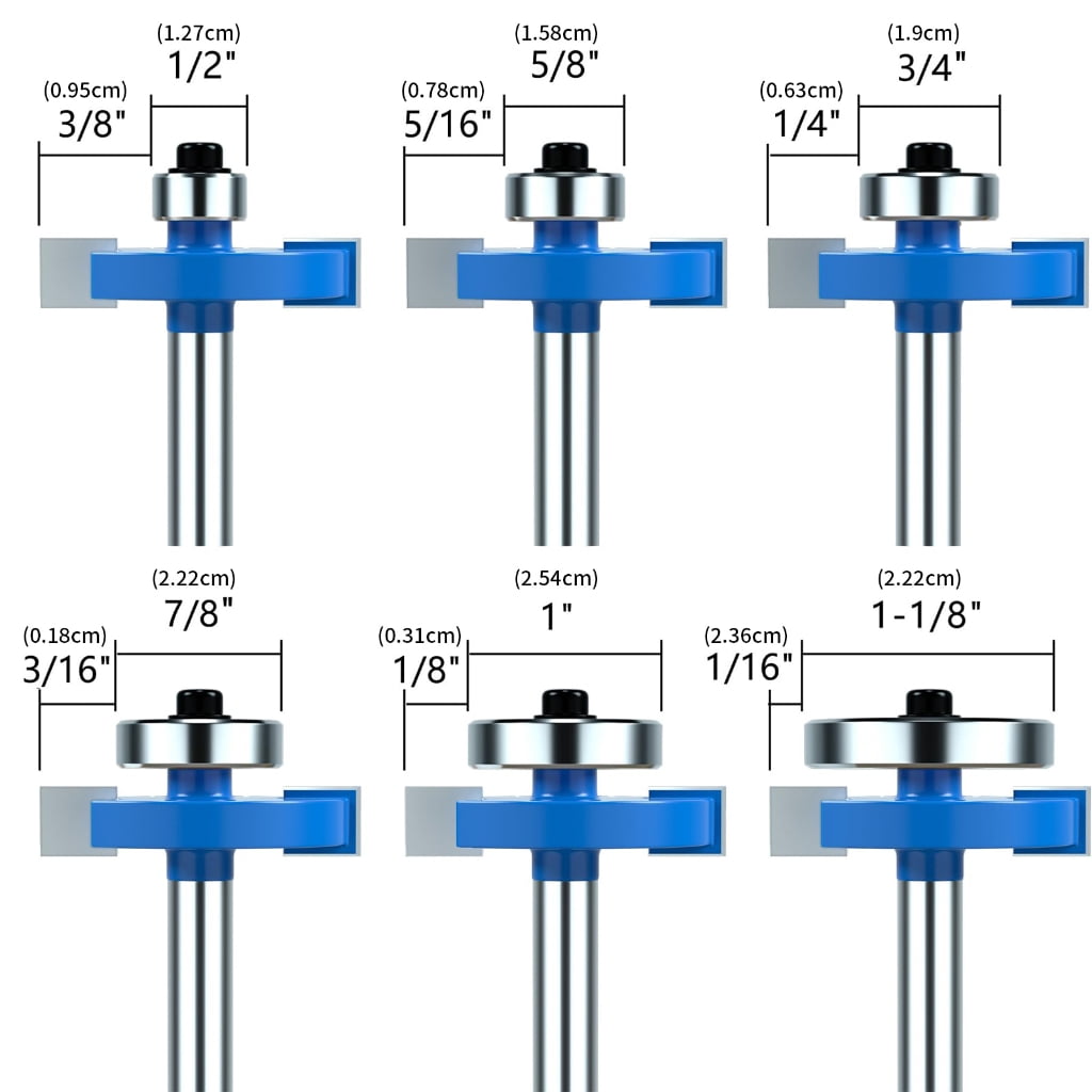 PatungKu Pack of 7 Multiple Size Router Bit Kit Stable Performances Router Bit Produced for Functional Woodworking Tasks