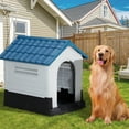 thumbnail image 3 of ZephyPaws 33"Waterproof Plastic Elevated Dog House for Large Dog,Outdoor Insulated Puppy Shelter Blue, 3 of 9