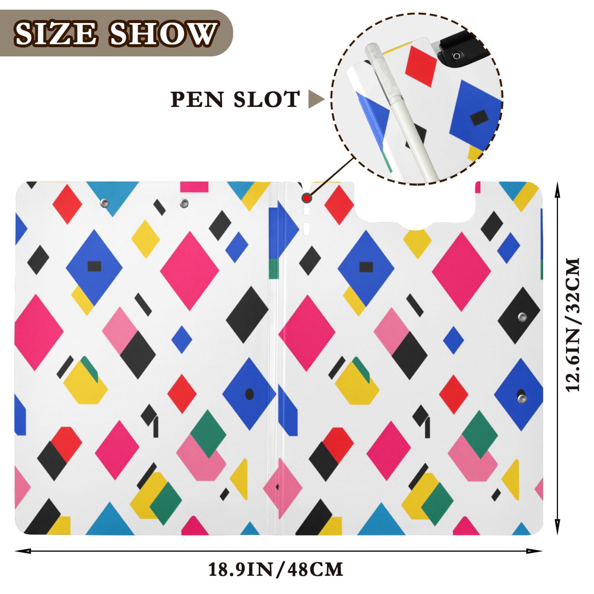 FORMRS A4 Clipboard Folder with Pen Holder Horizontal Foldable School Office Binder, Cartoon Graphic