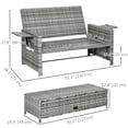 thumbnail image 2 of Ensemble Gris de Canapé-Lit en Rotin 2 Pcs avec Repose-Pieds et Rangement – Mobilier de Terrasse et de Jardin – Dossier Réglable et Coussins – Sièges d'Extérieur, 2 of 7