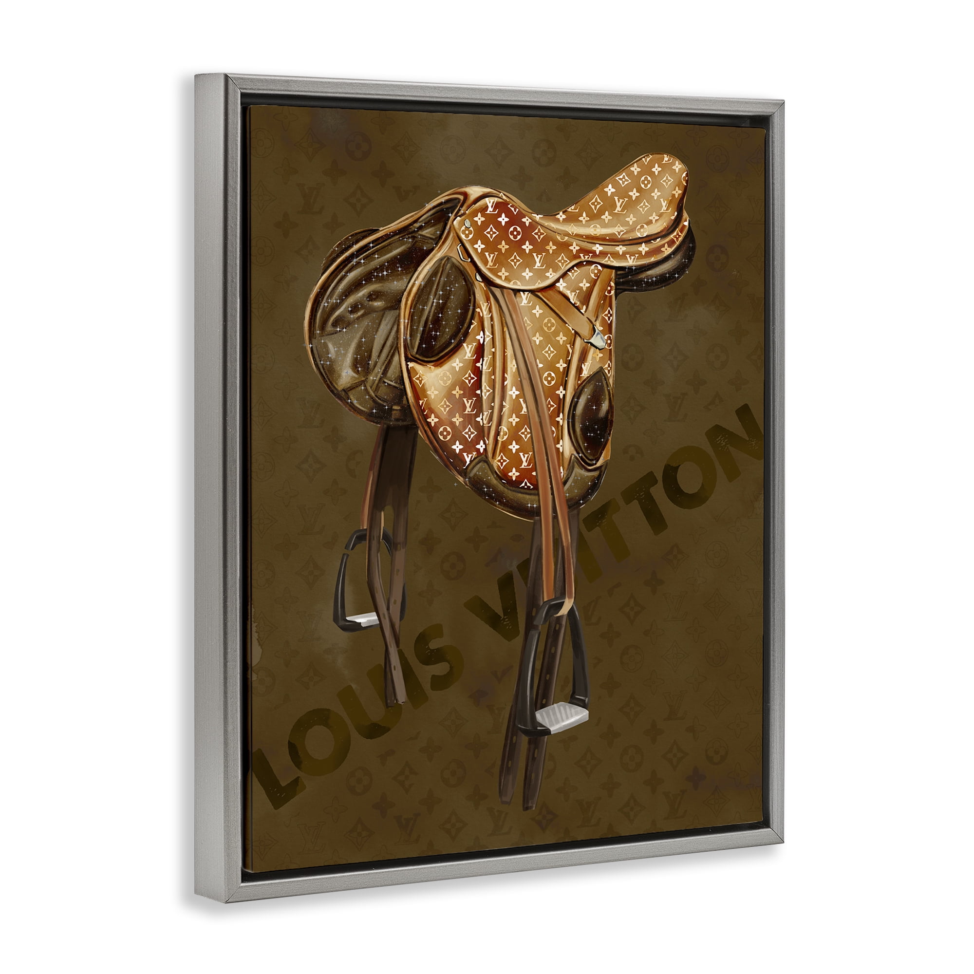 Stupell Industries Glam Patterned Saddle Beauty & Fashion Painting Gray Floater Framed Art Print Wall Art, 25 x 31