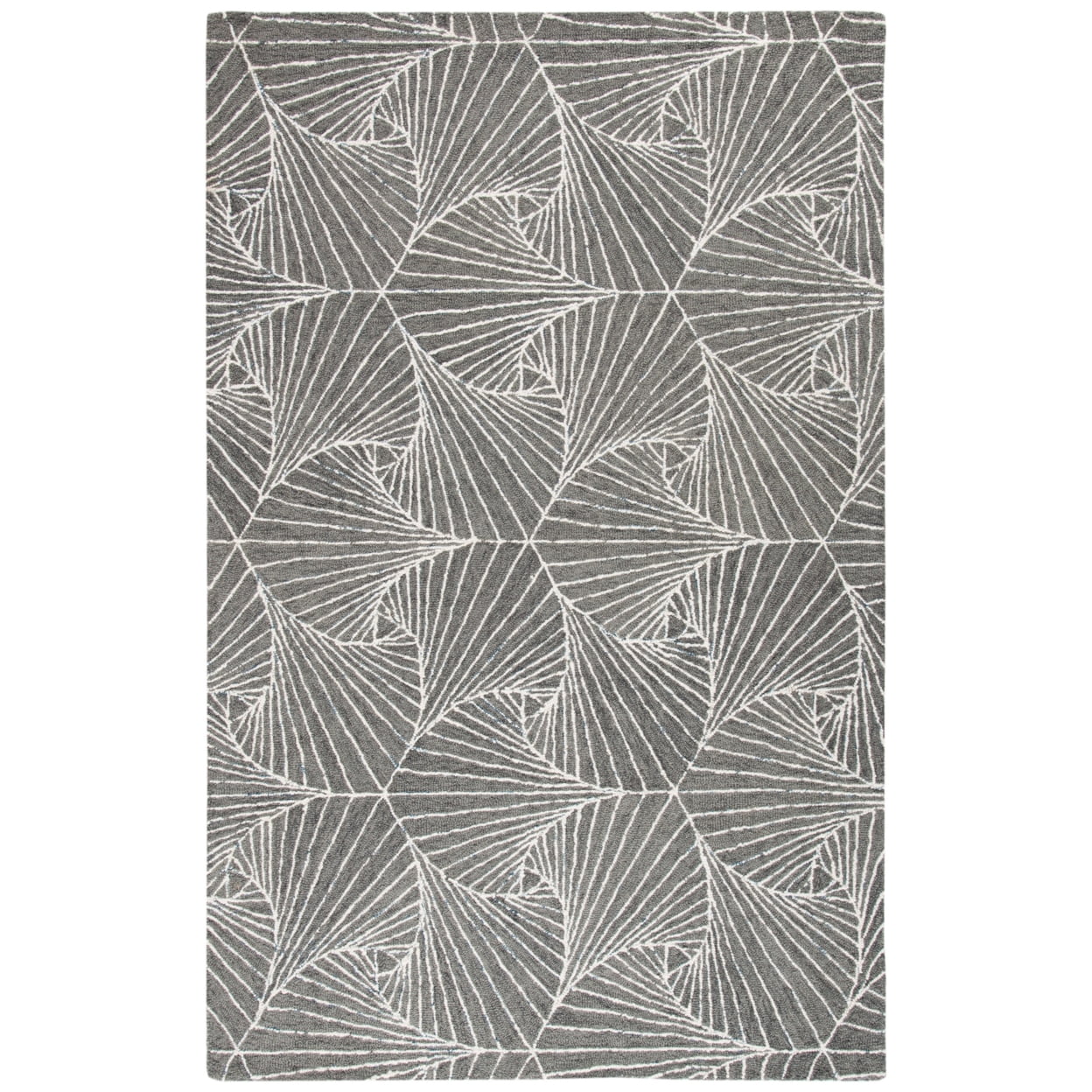 SAFAVIEH Micro-Loop Carver Geometric Area Rug, Grey/Ivory, 4' x 6'