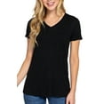 thumbnail image 2 of Women's Short Sleeve V-Neck Relaxed Fit T-Shirt with Chest Pocket 3-Pack, 2 of 4