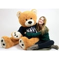 thumbnail image 2 of United States Navy Big Plush Giant Teddy Bear Five Feet Tall Honey Brown Color Wears Tshirt that says SOMEONE IN THE NAVY LOVES YOU, 2 of 7