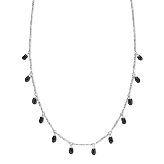 925 Sterling Silver 18" Link Chain Necklace With Oval Black Onyx Fine Jewelry