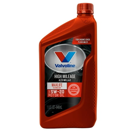 (4 Pack) Valvolineâ¢ High Mileage with MaxLifeâ¢ Technology SAE 5W-20 Synthetic Blend Motor Oil - 1
