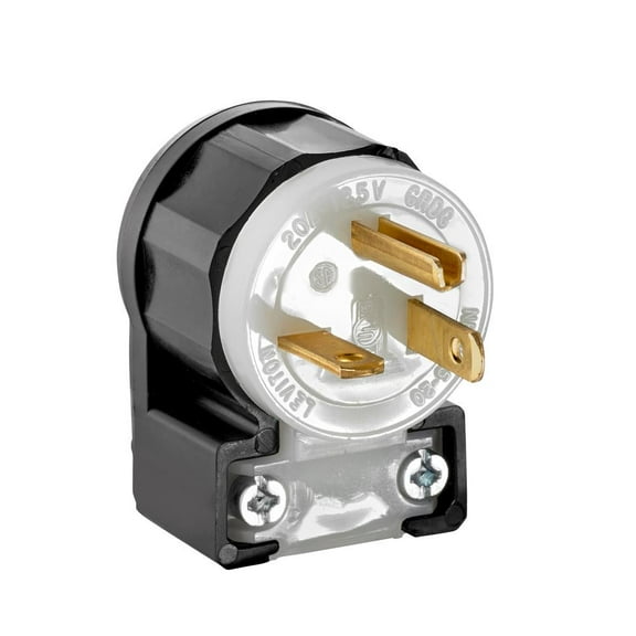 20 Amp 125-Volt Angle Plug, Black and White