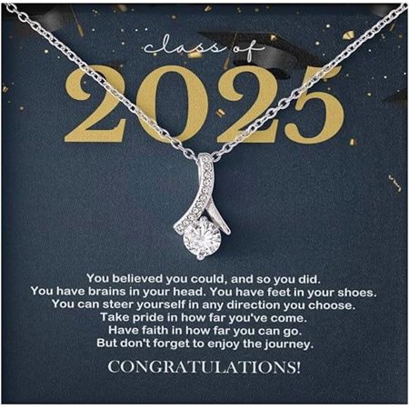 Graduation Present Ideas for Class of 2025 University College High School Necklace Collection Graduation Jewelry Grad Gift Ideas for Her Daughter Grand Daughter Niece with Message Card and Gift Box