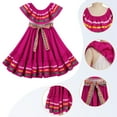 thumbnail image 6 of IBTOM CASTLE Toddler Girls Mexican Traditional Cinco de Mayo Fiesta Dress Rainbow Off Shoulder Folklorico Dresses 9-10 Years Hot Pink, 6 of 8