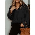 thumbnail image 6 of Asyoly Womens Corduroy Button Down Shirts Jacket Boyfriend Long Sleeve Solid Color Shacket Jacket Oversized Coats Casual Loose Tops with Pocket, 6 of 9