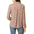 thumbnail image 4 of MODA NOVA Junior's Long Sleeve Button Down Ditsy Floral Shirt Pink L, 4 of 7
